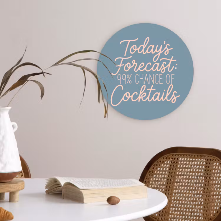 Today's Forecast - Cocktails - Blauw Wandcirkel kunststof plaat 5mm dik klein -sfeer4