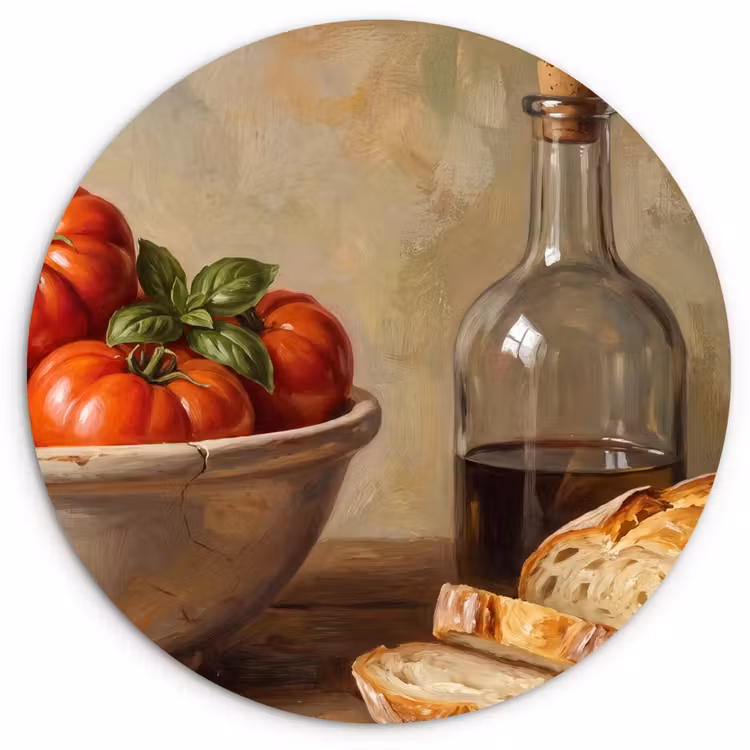 round wall art - Tomatoes - Bowl - Food - Tomaten - Kom - Eten Wandcirkel kunststof plaat 5mm dik klein
