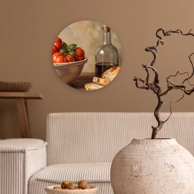 round wall art - Tomatoes - Bowl - Food - Tomaten - Kom - Eten Wandcirkel kunststof plaat 5mm dik klein