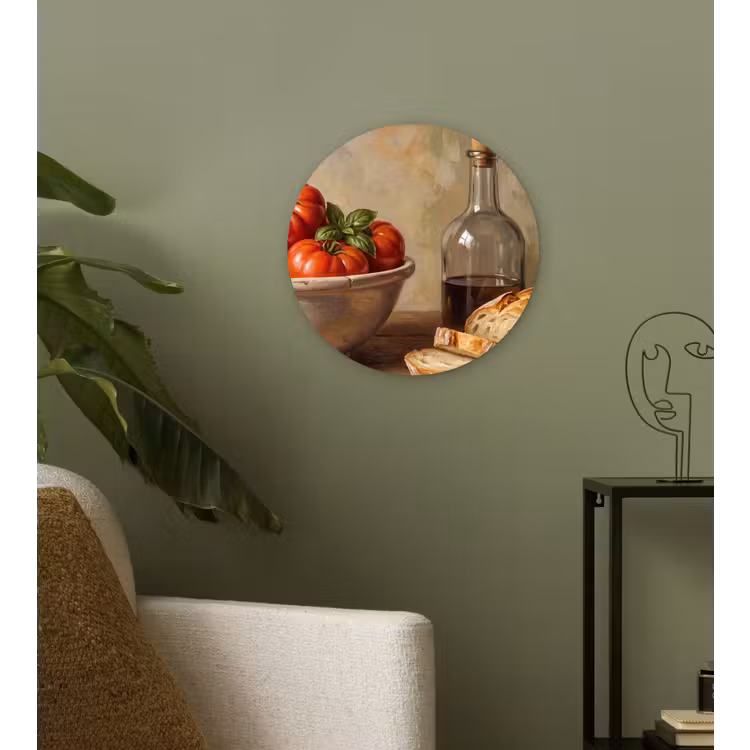round wall art - Tomatoes - Bowl - Food - Tomaten - Kom - Eten Wandcirkel kunststof plaat 5mm dik klein