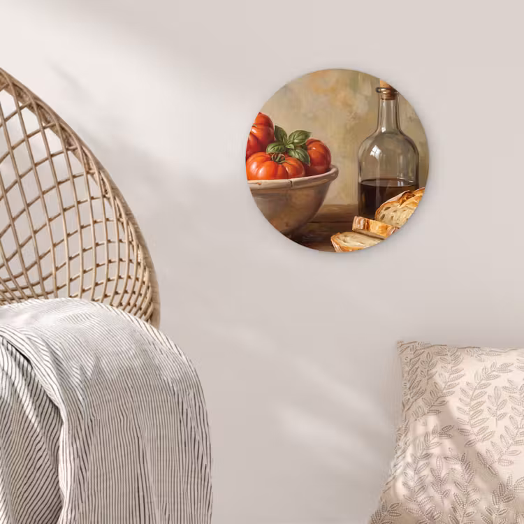 round wall art - Tomatoes - Bowl - Food - Tomaten - Kom - Eten Wandcirkel kunststof plaat 5mm dik klein