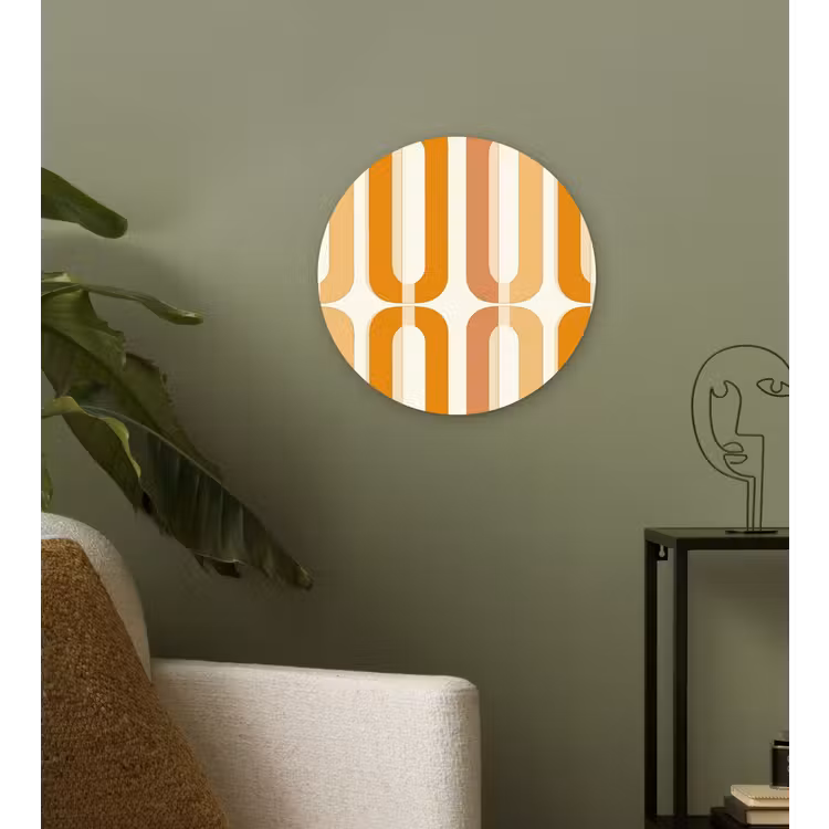 U-vorm - Retro - Oranje Wandcirkel kunststof plaat 5mm dik klein 188 -sfeer3