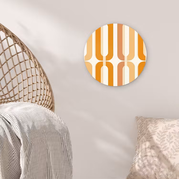 U-vorm - Retro - Oranje Wandcirkel kunststof plaat 5mm dik klein 188 -sfeer5