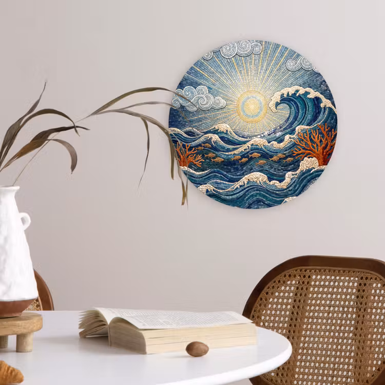 Onderwater - Koraal - Vis - Natuur - Kunst Wandcirkel kunststof plaat 5mm dik klein -sfeer4