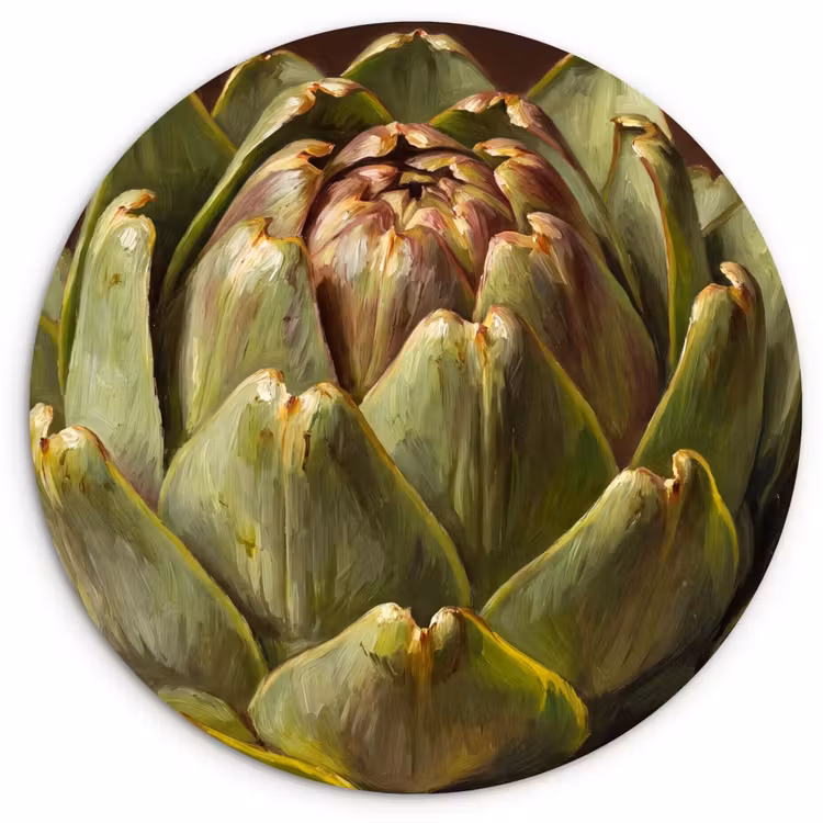round wall art - Vegetable - Artichoke - Green - Groente - Artisjok - Groen Wandcirkel kunststof plaat 5mm dik klein