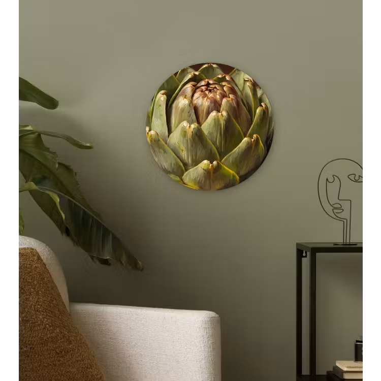 round wall art - Vegetable - Artichoke - Green - Groente - Artisjok - Groen Wandcirkel kunststof plaat 5mm dik klein