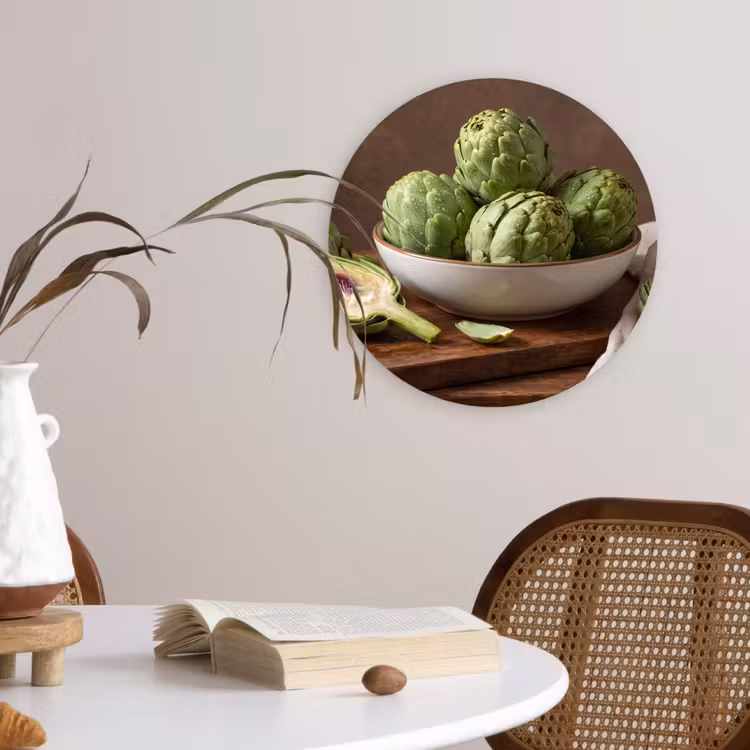 round wall art - Vegetables - Artichoke - Kitchen - Groenten - Artisjok - Keuken Wandcirkel kunststof plaat 5mm dik klein