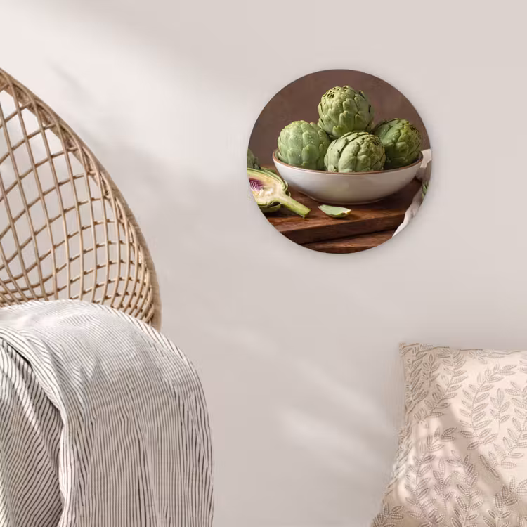 round wall art - Vegetables - Artichoke - Kitchen - Groenten - Artisjok - Keuken Wandcirkel kunststof plaat 5mm dik klein