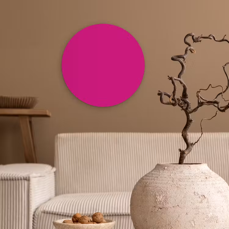 Velvet - Magenta - Roze Wandcirkel kunststof plaat 5mm dik klein 188 -sfeer1