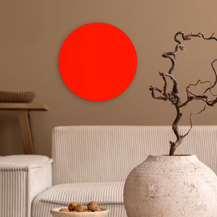 Vibrant - Vermilion - Rood Wandcirkel kunststof plaat 5mm dik klein 188 -sfeer1