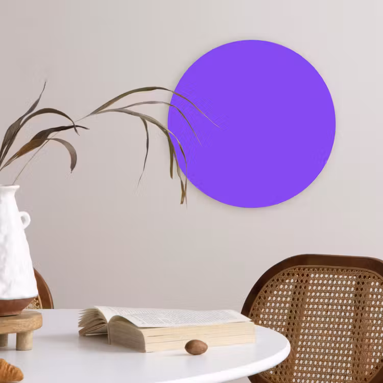 Vivid - Violet - Paars Wandcirkel kunststof plaat 5mm dik klein 188 -sfeer4