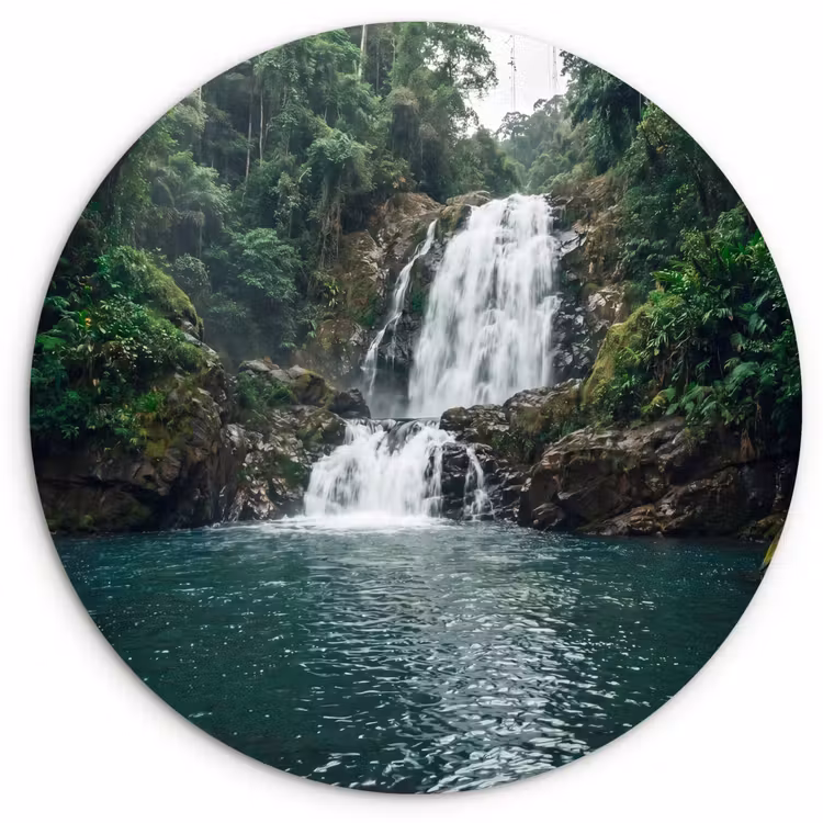 Waterfall - Forest - Nature - Greenkhgyguyg Wandcirkel kunststof plaat 5mm dik klein -3d