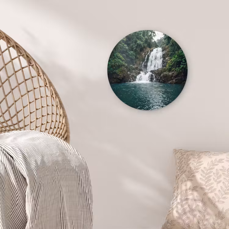 Waterfall - Forest - Nature - Greenkhgyguyg Wandcirkel kunststof plaat 5mm dik klein -sfeer5