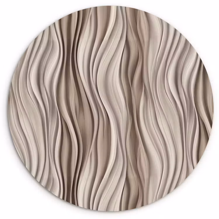 Golven - 3D - Crème Wandcirkel kunststof plaat 5mm dik klein 188 -3d