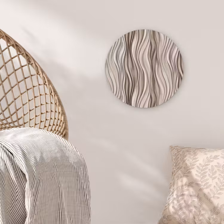 Golven - 3D - Crème Wandcirkel kunststof plaat 5mm dik klein 188 -sfeer5