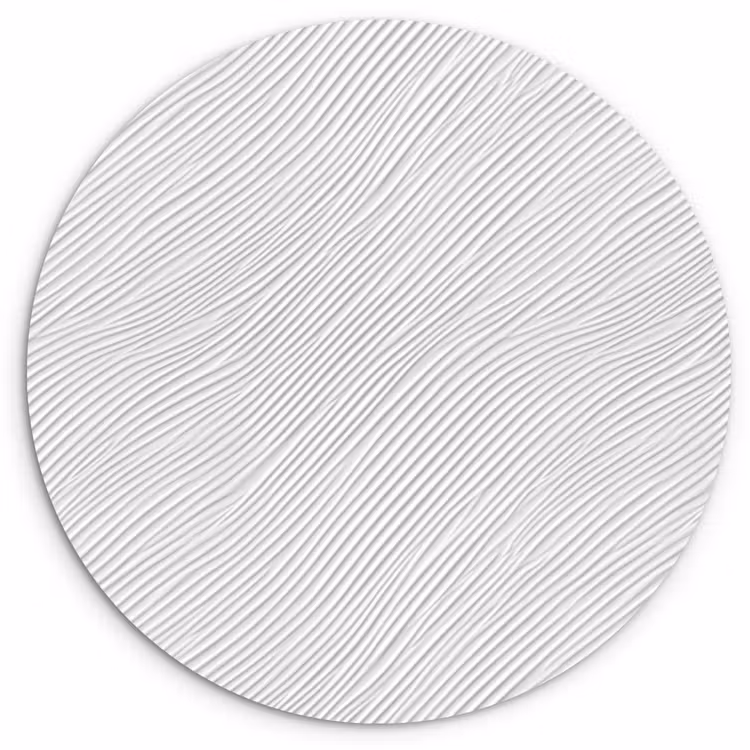 Golven - Ribbels - Wit Wandcirkel kunststof plaat 5mm dik klein 188 -3d