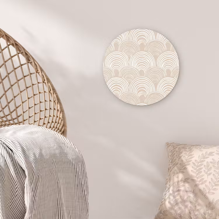 Golven - Structuur - Beige Wandcirkel kunststof plaat 5mm dik klein 188 -sfeer5