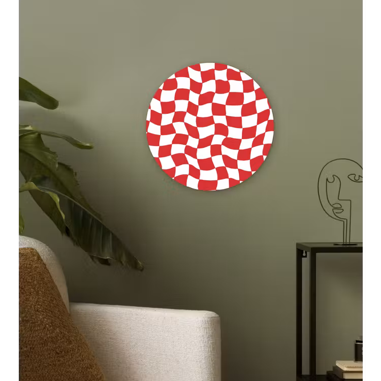 Golvend - Patroon - Rood Wandcirkel kunststof plaat 5mm dik klein 188 -sfeer3