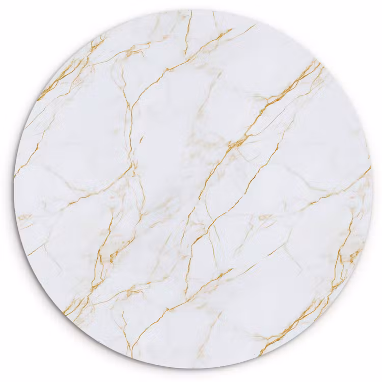Wit - Marmer - Goud - Luxueus Wandcirkel kunststof plaat 5mm dik klein 188 -3d