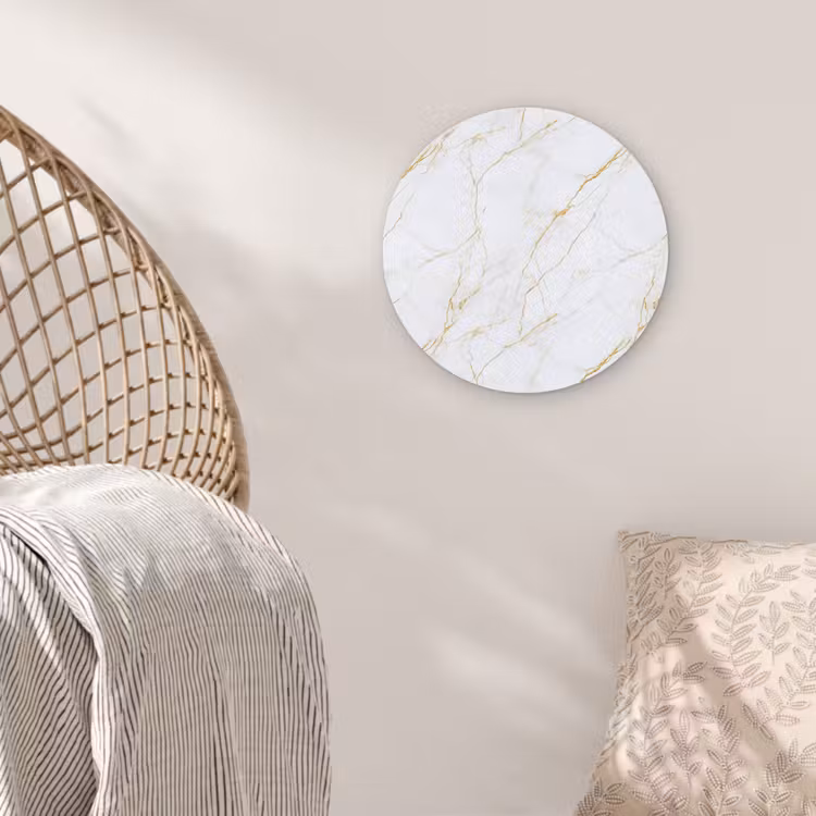 Wit - Marmer - Goud - Luxueus Wandcirkel kunststof plaat 5mm dik klein 188 -sfeer5