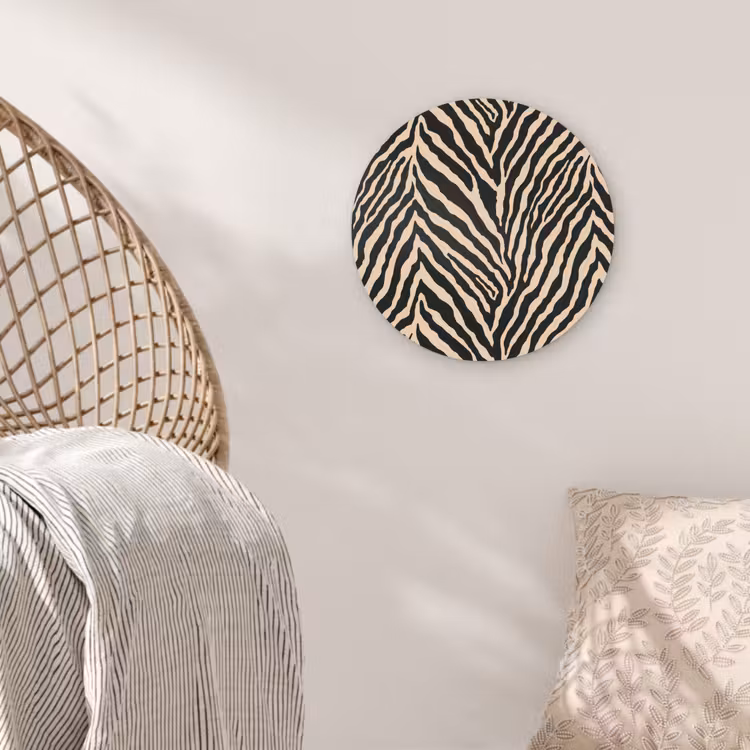 Zebra - Klassiek - Zwart Wandcirkel kunststof plaat 5mm dik klein 188 -sfeer5