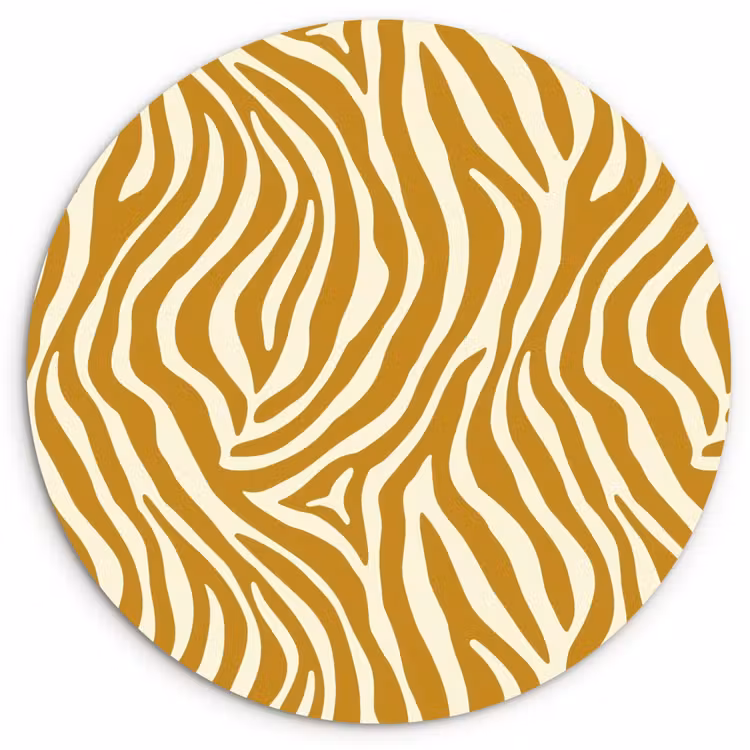 Zebra - Klassiek - Oker - Geel Wandcirkel kunststof plaat 5mm dik klein 188 -3d