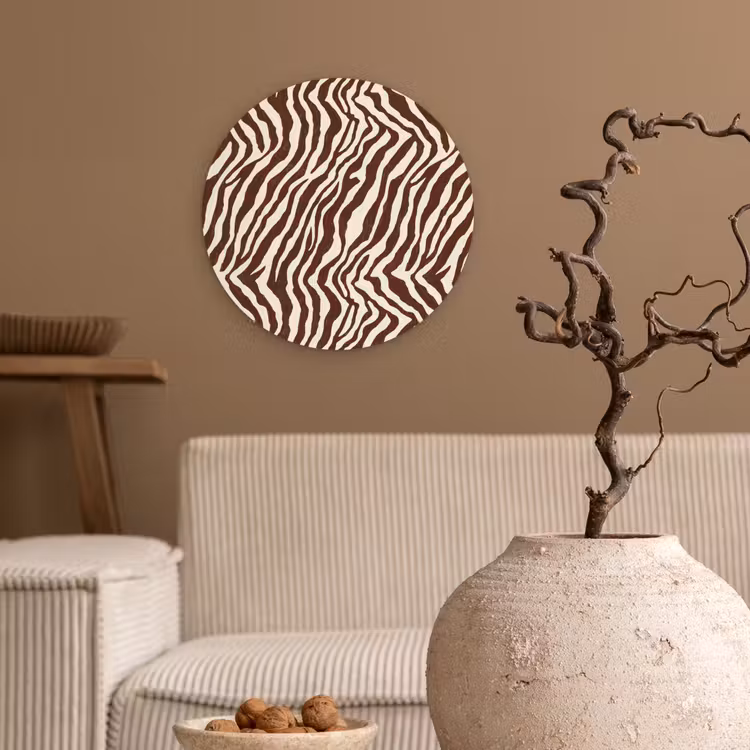 Zebra - Patroon - Zwart - Wit Wandcirkel kunststof plaat 5mm dik klein 188 -sfeer1