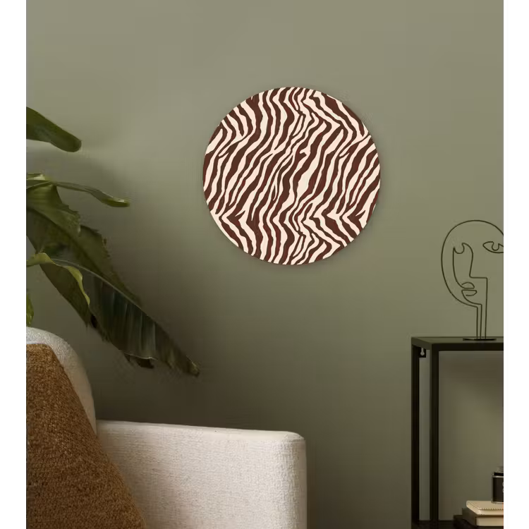 Zebra - Patroon - Zwart - Wit Wandcirkel kunststof plaat 5mm dik klein 188 -sfeer3