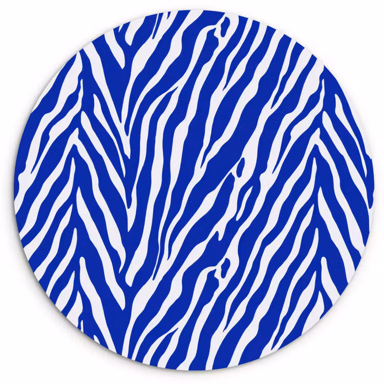 Zebra - Patroon - Kobalt - Blauw Wandcirkel kunststof plaat 5mm dik klein 188 -3d