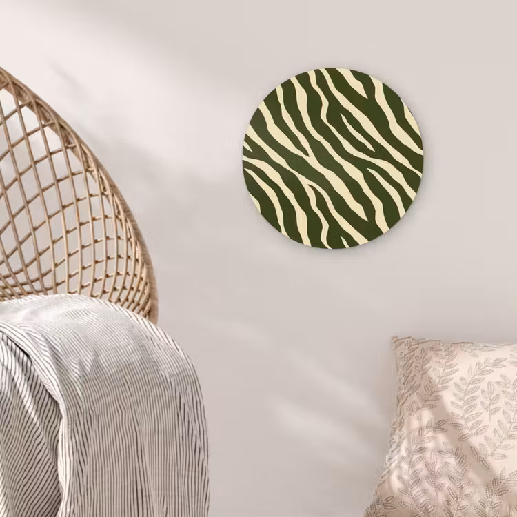 Zebra - Patroon - Groen Wandcirkel kunststof plaat 5mm dik klein 188 -sfeer5