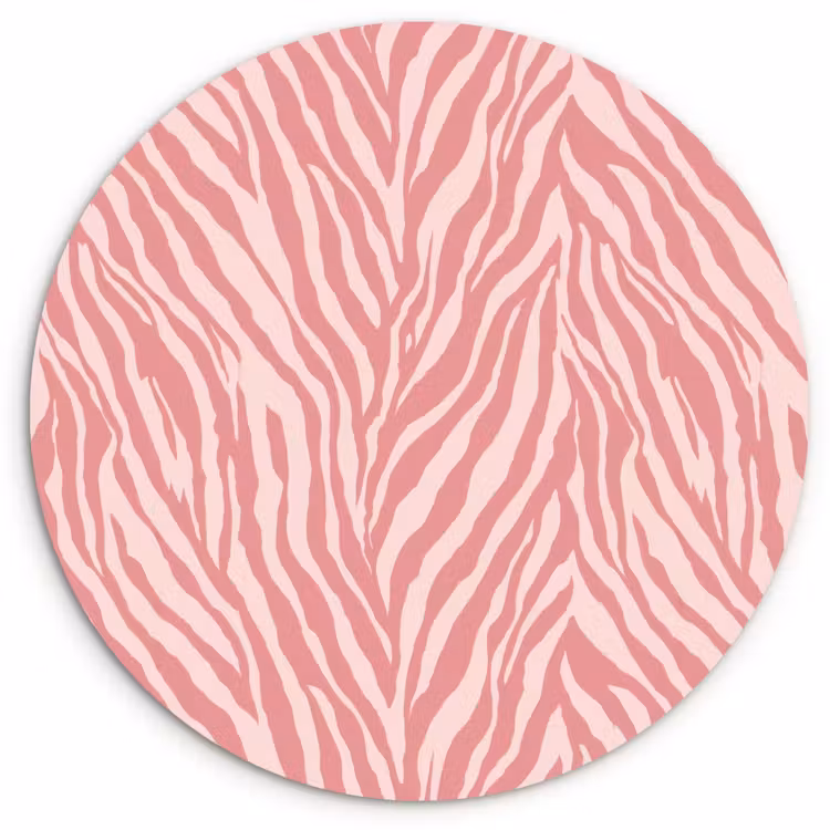 Zebra - Print - Roze Wandcirkel kunststof plaat 5mm dik klein 188 -3d