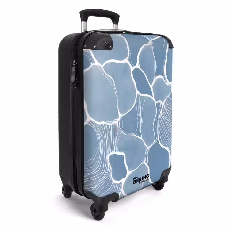 Abstract - Blauw - Bladeren NBS - Handbagage koffer - Volwassenen Unisex middel -productfoto_3d