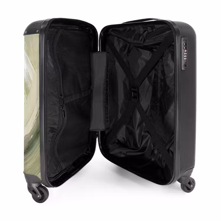 Abstract - Penseelstreken - Golven - Groen NBS - Handbagage koffer - Volwassenen Unisex middel -binnenkant