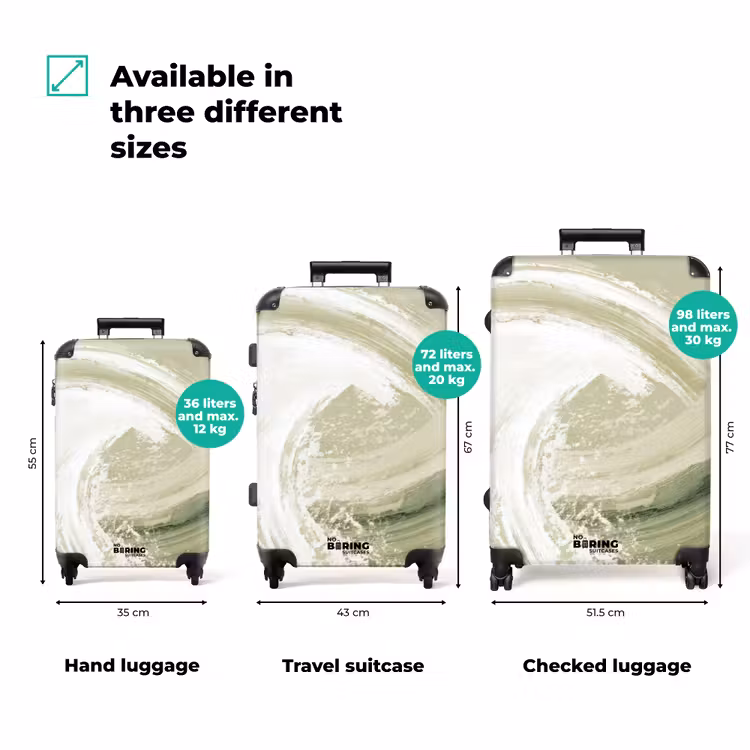 Abstract - Penseelstreken - Golven - Groen NBS - Handbagage koffer - Volwassenen Unisex middel zzzzzzVergelijking_3EN