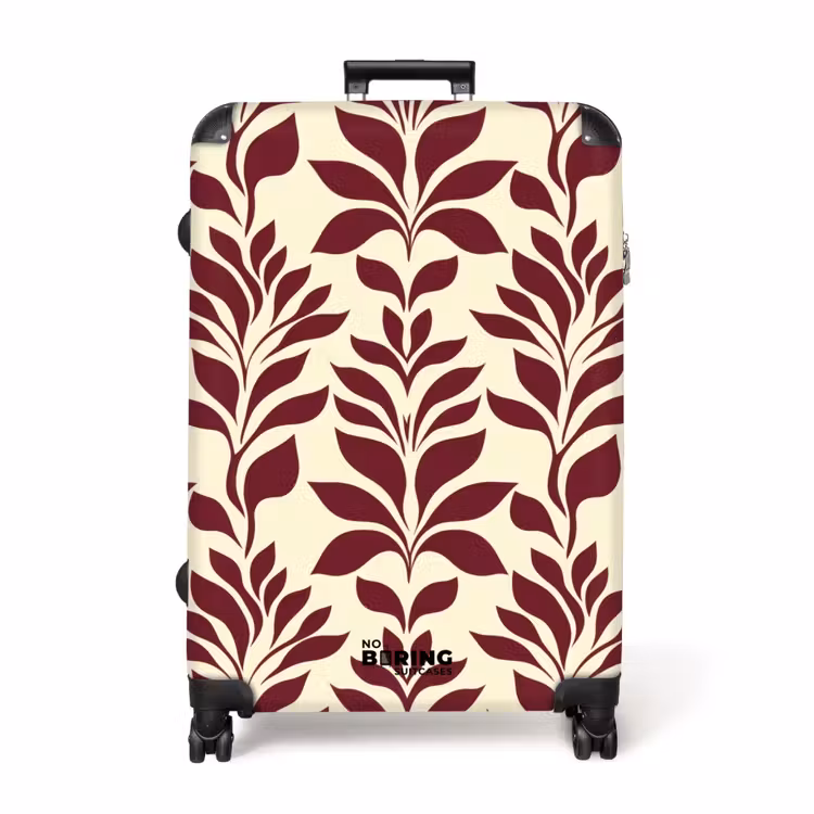 Abstract - Bladeren - Burgundy NBS - Handbagage koffer - Volwassenen Unisex middel -productfoto_recht
