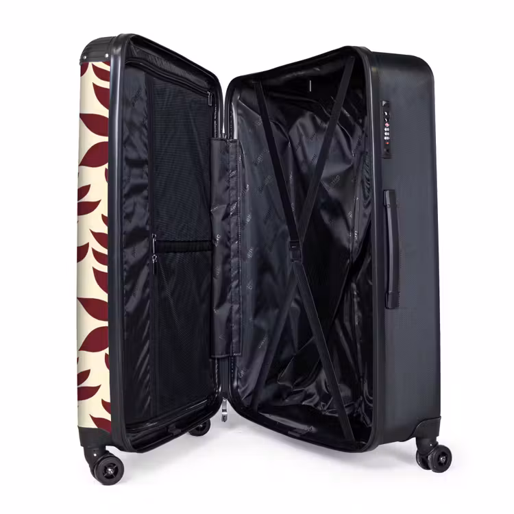 Abstract - Bladeren - Burgundy NBS - Handbagage koffer - Volwassenen Unisex middel -wiel