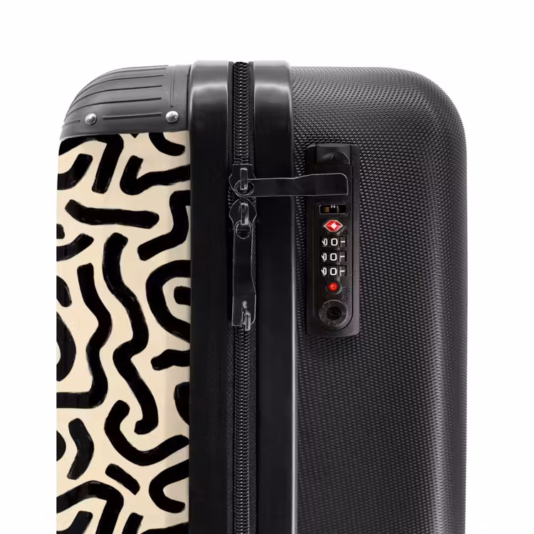 Abstract - Lijnen - Zwart NBS - Handbagage koffer - Volwassenen Unisex middel -slot