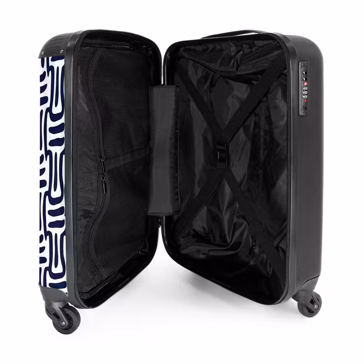 Abstract - Modern - Blauw NBS - Handbagage koffer - Volwassenen Unisex middel -binnenkant