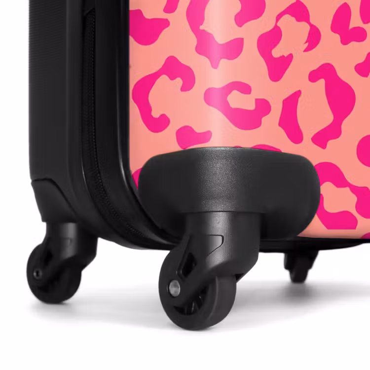 Dierenprints - Panterprint koffer in roze en koraalroze NBS - Handbagage koffer - Unisex middel -wiel