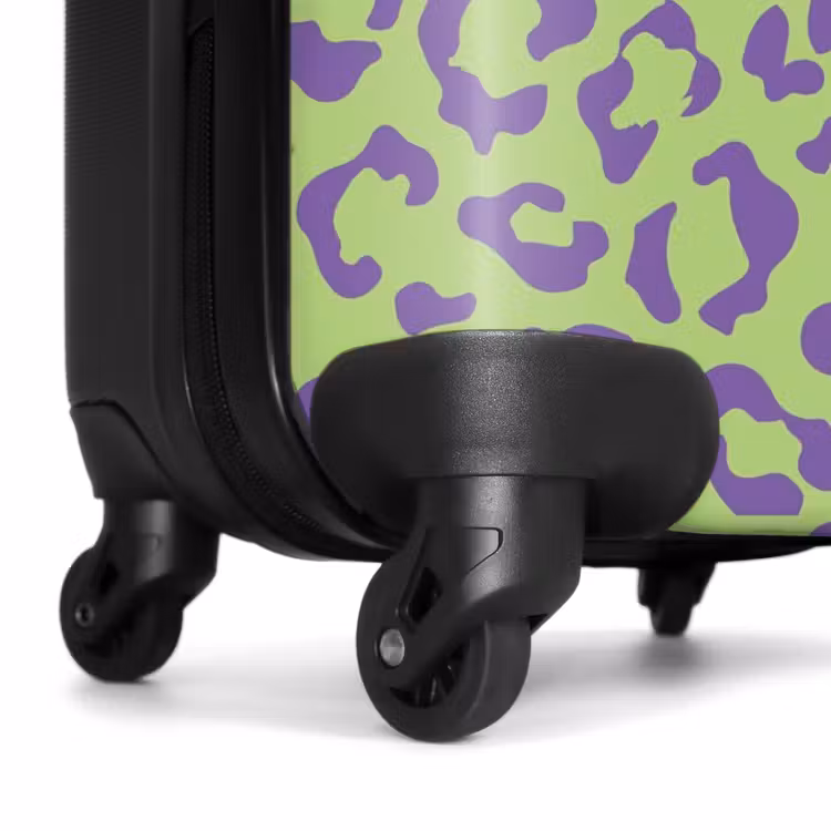 Dierenprints - Panterprint koffer in paars en groen NBS - Handbagage koffer - Unisex middel -wiel