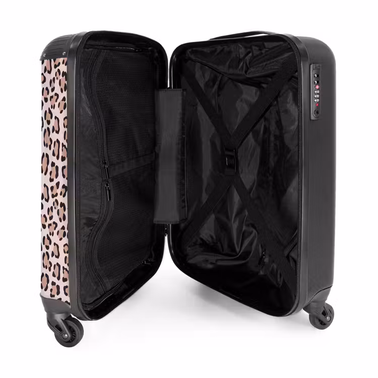 Dierlijke vlekken op lichtroze NBS - Handbagage koffer - Volwassenen Unisex middel -binnenkant