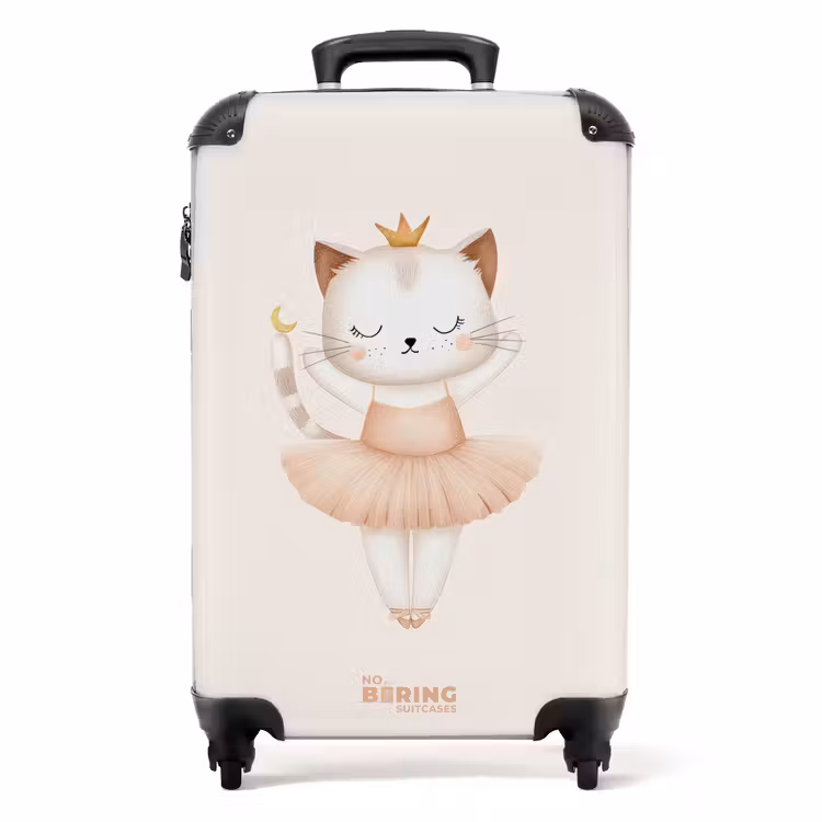 Ballerina kitten in beige kleuren NBS - Handbagage koffer - Volwassenen Unisex middel -productfoto_recht