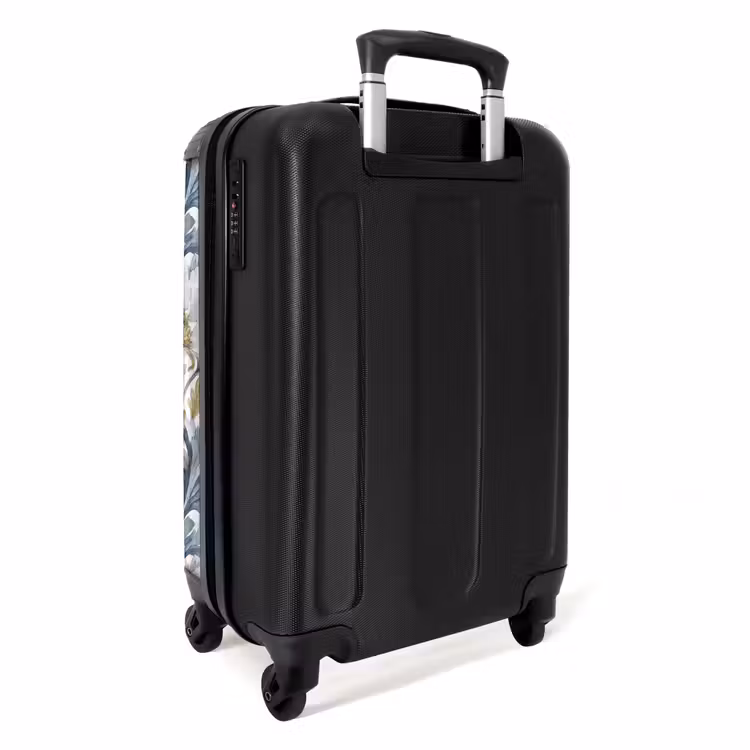 Barok bloemen patroon blauw NBS - Handbagage koffer - Volwassenen Unisex middel -achterkant