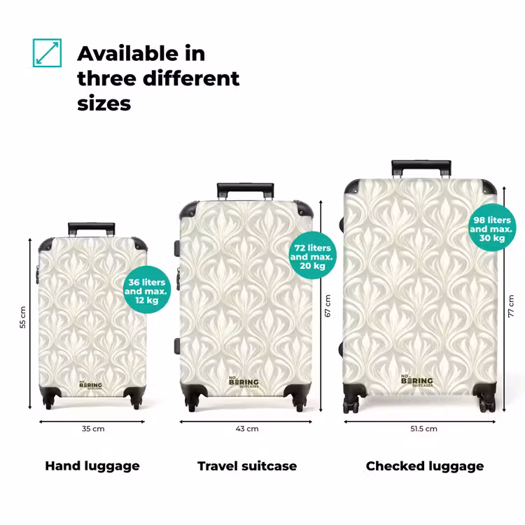 Barok - Patroon - Beige NBS - Handbagage koffer - Volwassenen Unisex middel zzzzzzVergelijking_3EN