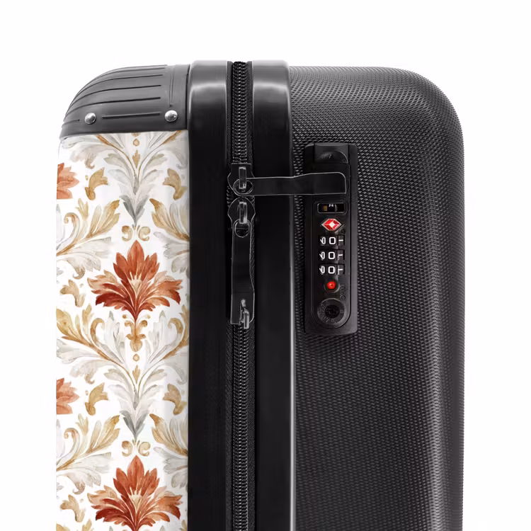 Barok patroon rood NBS - Handbagage koffer - Volwassenen Unisex middel -slot