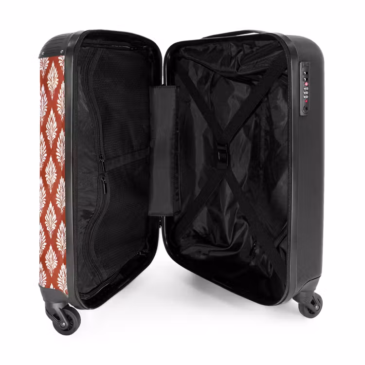 Barok print rood NBS - Handbagage koffer - Volwassenen Unisex middel -binnenkant