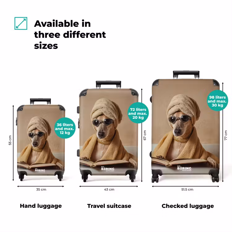 Bad - Hond - Boek - Zonnebril NBS - Handbagage koffer - Volwassenen Unisex middel zzzzzzVergelijking_3EN