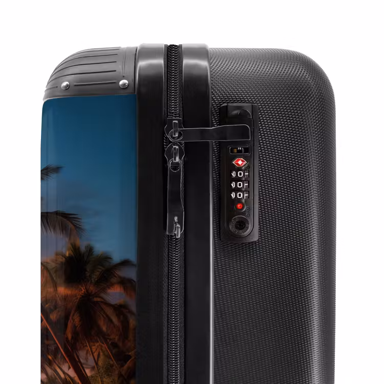 Strand met palmboom bij zonsondergang NBS - Handbagage koffer - Volwassenen Unisex middel -slot