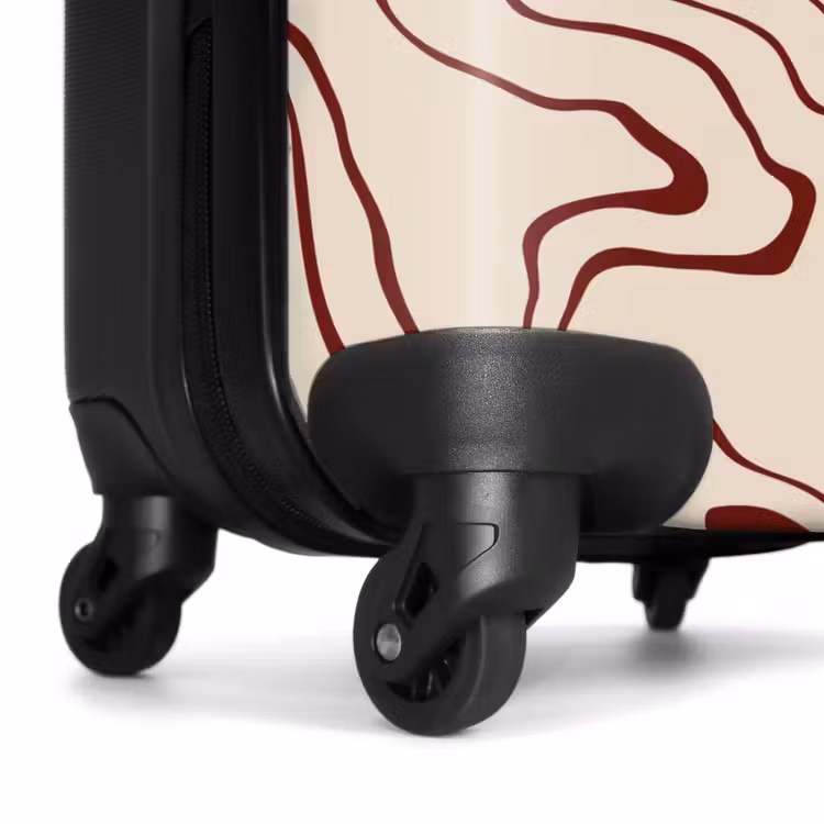 Beige achtergrond met abstracte rode lijnen NBS - Handbagage koffer - Unisex middel -wiel