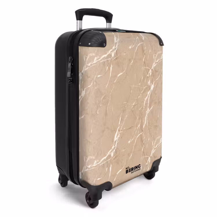 Beige - Marmer - Organisch - Wit NBS - Handbagage koffer - Volwassenen Unisex middel -productfoto_3d
